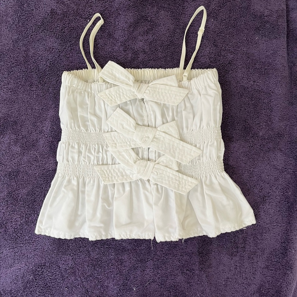 Katie J NYC Penelope Bow Top Size S Color White